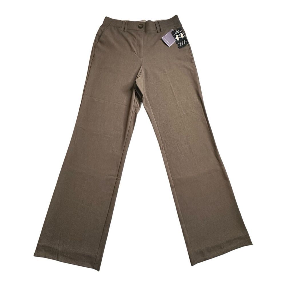 Laura Scott Pants Womens 8 Brown Waistband Pockets Elastic Waist Wide Legs NWT